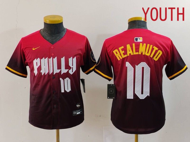 Youth Philadelphia Phillies #10 Realmuto Red City Edition 2024 Nike MLB Jersey style 4